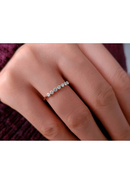 F Renk 0,35 Karat Pırlanta Yarım Tur Yüzük 0442R0017