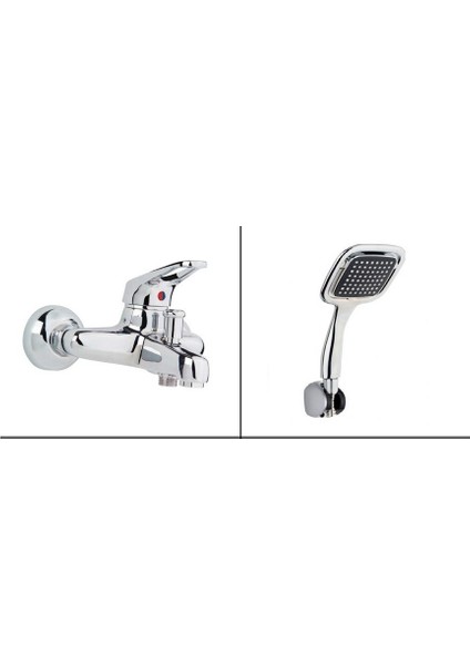 Madrid Aç-Kapa Banyo Bataryası - Kare Başlıklı Duş Seti