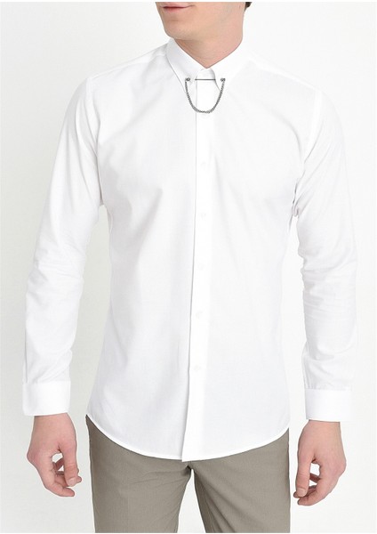 Gk 565 Slim Fit Beyaz Klasik Gömlek