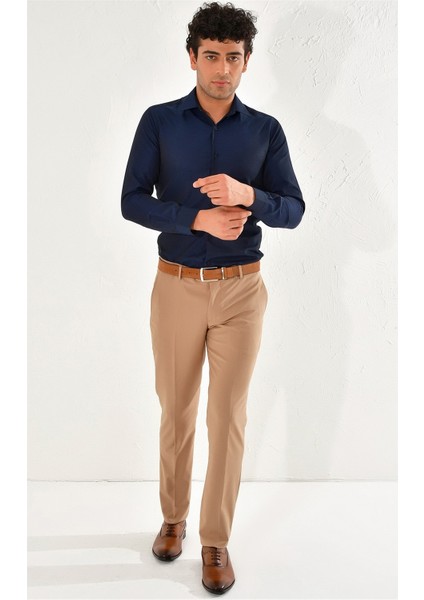 P 1061 Slim Fit Bej Klasik Pantolon