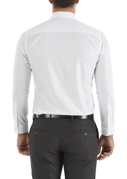 Gk 157 Slim Fit Beyaz Klasik Gömlek modelleri