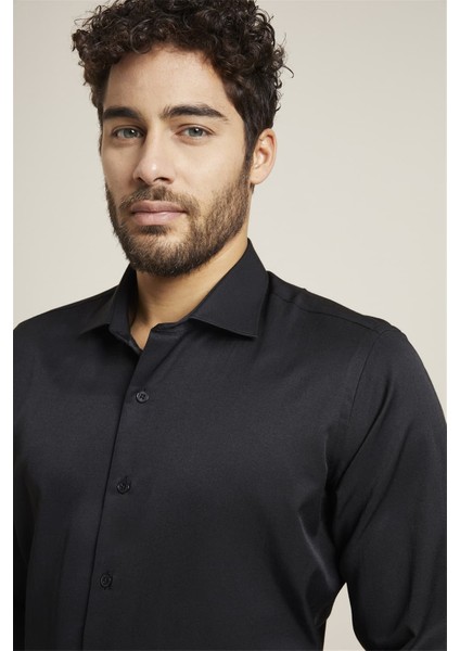 Gk 604 Slim Fit Siyah Klasik Gömlek