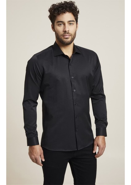 Gk 604 Slim Fit Siyah Klasik Gömlek fiyatları