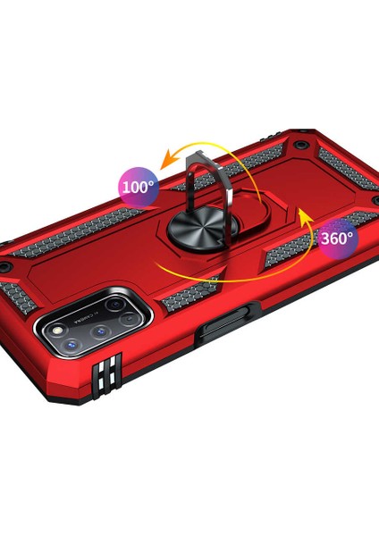 Xiaomi Redmi Note 10 5g Kılıf Çift Katmanlı Yüzüklü Manyetik Vega Kapak Rose + Tam Kaplayan 6d Nano Ekran Koruyucu