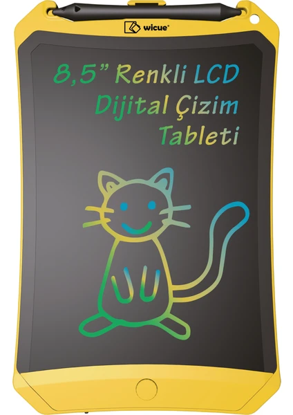 Wicue 8.5” Mıknatıslı LCD Dijital Renkli Çizim Tableti – Sarı