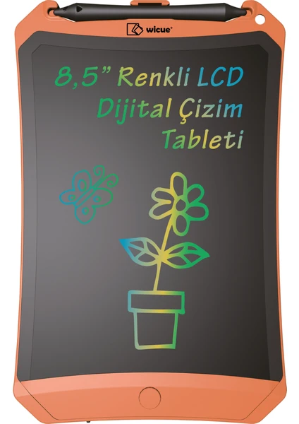 Wicue 8.5” Mıknatıslı LCD Dijital Renkli Çizim Tableti – Turuncu