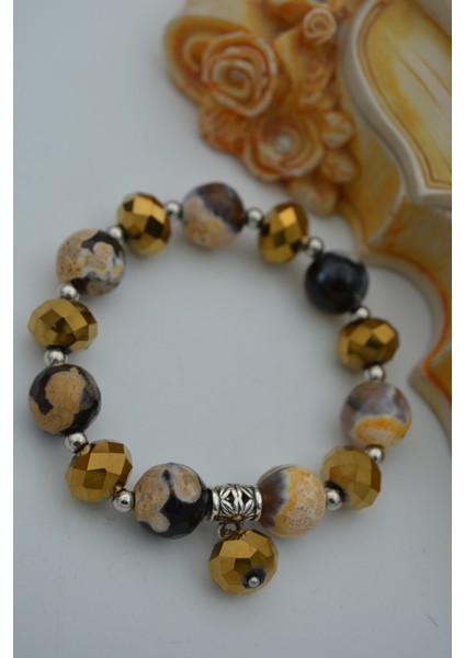 Jewellery Akik Taşlı ve Çek Kristalli Bileklik modelleri