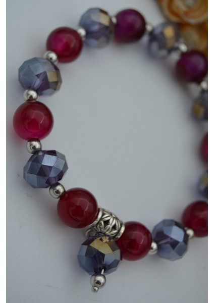 Jewellery Çek Kristali ve Mor Akik Bileklik modelleri