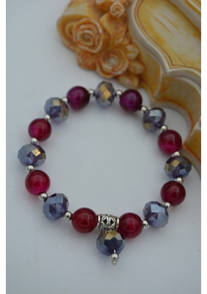 Jewellery Çek Kristali ve Mor Akik Bileklik fırsatları