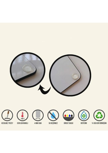 Mavi Çiçekler Cam Kesme Tahtası 30 x 40 cm fırsatları