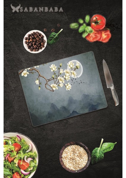 Ay & Çiçekler Cam Kesme Tahtası 30 x 40 cm fiyatları