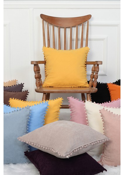 Aishas Design Ponponlu Dekoratif Kırlent Kılıfı