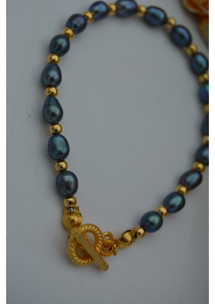 Jewellery Siyah Arpa Incili Bileklik modelleri