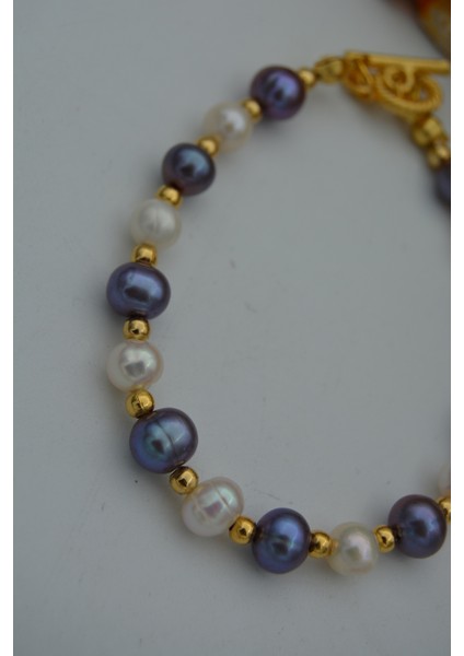 Jewellery Beyaz ve Siyah Inci Doğal Taşlı Bilek fırsatları