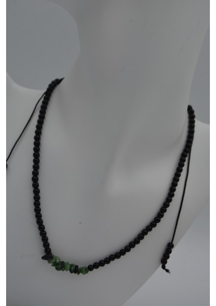 Jewellery Zümrüt ve Oniks Doğal Taşlı Metalsiz Kolye modelleri