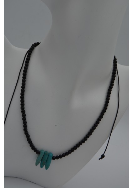 Jewellery Amazonit ve Oniks Taşlı Metalsiz Şifa Kolyesi