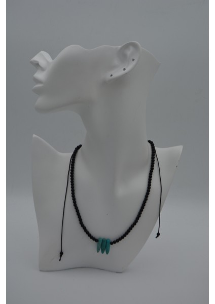 Jewellery Amazonit ve Oniks Taşlı Metalsiz Şifa Kolyesi