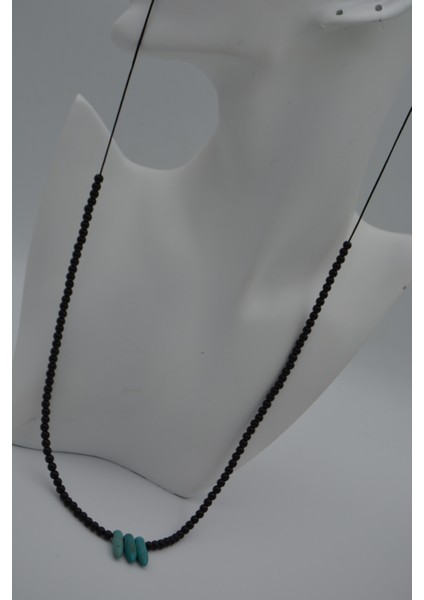Jewellery Amazonit ve Oniks Taşlı Metalsiz Şifa Kolyesi
