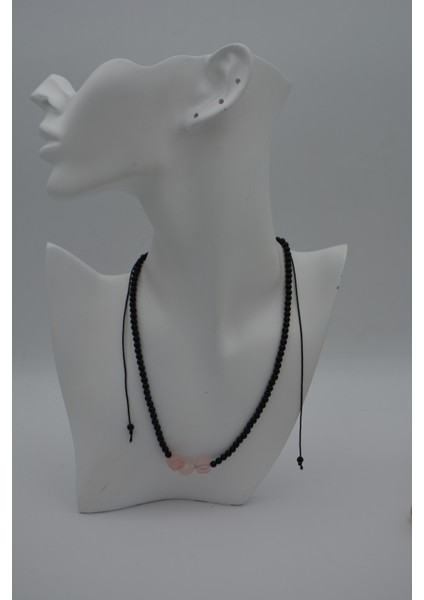 Jewellery Pembe Kuvars ve Oniks Taşlı Metalsiz Kolye fırsatları