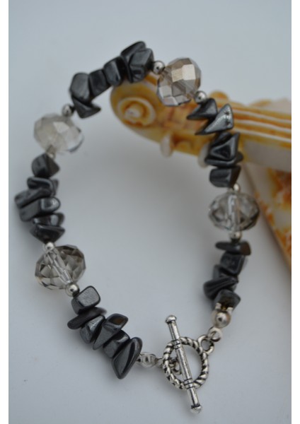 Jewellery Hematit ve Çek Kristalden Bileklik