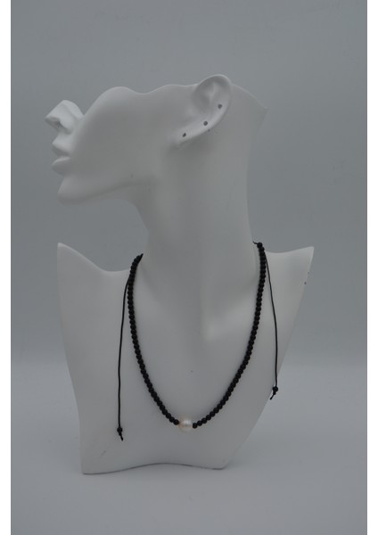 Jewellery Inci ve Oniks Taşlı Metalsiz Kolye