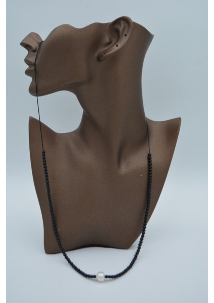 Jewellery Inci ve Oniks Taşlı Metalsiz Kolye