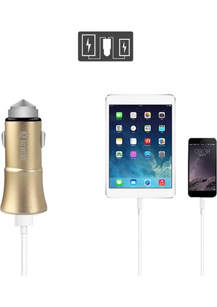 Xıbonwe Akıllı Araç Şarj Cihazı 2.4A, Güvenlik Çekici C22 -Golden İle Çift Usb Bağlantı Noktalı (Yurt Dışından) fırsatları