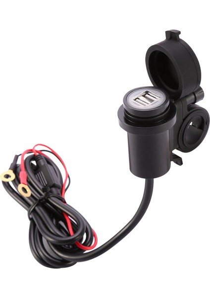 Motosiklet Siyah Silindir Şekli Çift 2 Usb Çıkışlı Soket Şarj Cihazı Güç Adaptörü - Siyah (Yurt Dışından) fiyatları