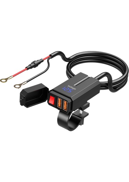 4.2A / 5V Suya Dayanıklı Motosiklet Usb Şarj Cihazı, Voltmetreli Ve Açma/Kapama Anahtarlı Akıllı Telefon / Tablet Için Hızlı Şarj Mavi (Yurt Dışından)