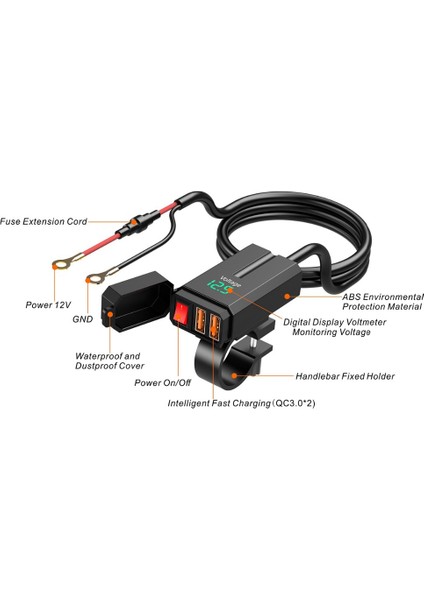 4.2A / 5V Suya Dayanıklı Motosiklet Usb Şarj Cihazı, Voltmetreli Ve Açma/Kapama Anahtarlı Akıllı Telefon / Tablet Için Hızlı Şarj Mavi (Yurt Dışından) indirimleri