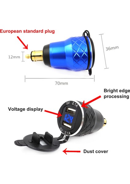 Led Ekran Motosiklet Voltmetre İle Auto Car 4.2A 2 Usb Güç Şarj Soketi (Yurt Dışından) modelleri