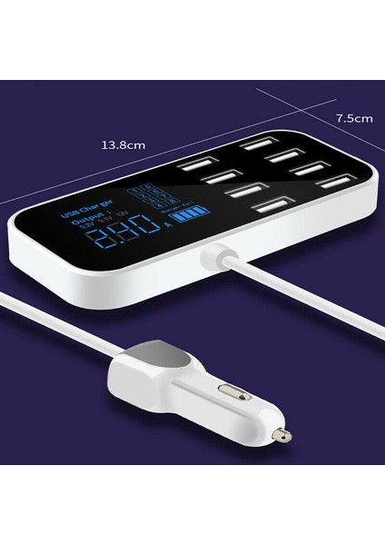 Ersono 40W 2.4A 8 Portlu Led Işıklı Usbli Hızlı Araç İçin Şarj Cihazı – Beyaz (Yurt Dışından) modelleri