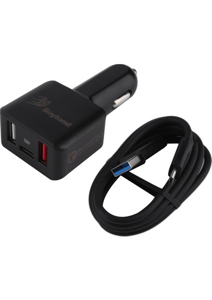 Araç Şarj Cihazı Çift Usb Bağlantı Noktası Tip C V8 Kablolu Telefon Için Hızlı Şarj Cihazı (Yurt Dışından)