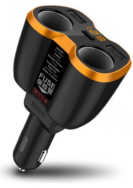 Se Araç Şarj Cihazı Dc12V-24V, Led Ekranlı Evrensel Çift Usb Şarj Cihazı 4.8A Tip C -Siyah (Yurt Dışından)
