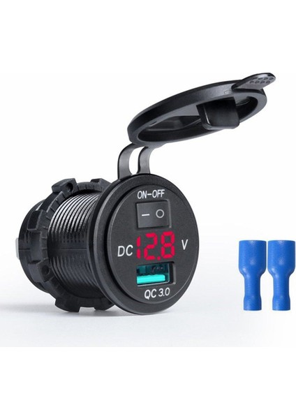 9V 12V Araç Şarj Soketi Qc3.0 Usb Bağlantı Noktası Volt Telefon Için Ekran Kırmızı (Yurt Dışından)