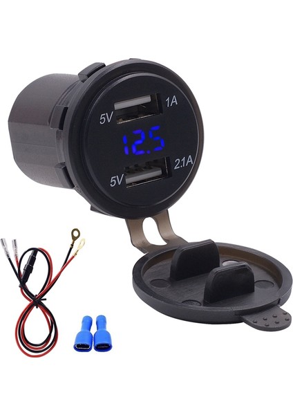 Su Geçirmez Çift Usb Şarj Soketi Güç Çıkışı 1A Ve 2.1A Dijital Voltmetre İle Ipad Iphone Için Mavi Led Işık Araba Tekne Motosiklet Deniz Mobil (Yurt Dışından)