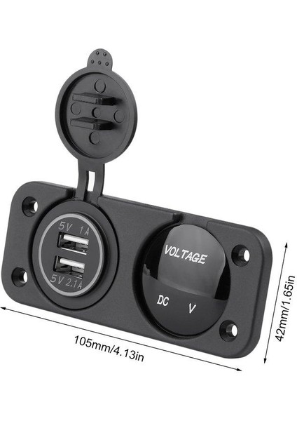 Fu 12-24V Çift Usb Araç Şarj Adaptörü Mavi Led Voltmetre Araba Tekne Deniz Paneli - Siyah (Yurt Dışından) modelleri