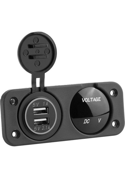 Fu 12-24V Çift Usb Araç Şarj Adaptörü Mavi Led Voltmetre Araba Tekne Deniz Paneli - Siyah (Yurt Dışından) fırsatları