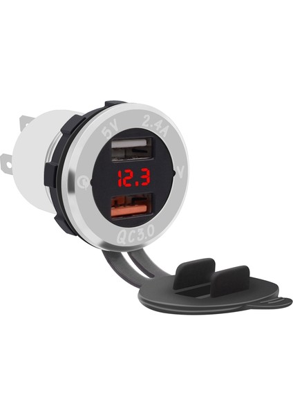 Alüminyum Alaşımlı Hızlı Şarj Qc 3.0 Voltmetre Şarj Cihazı İle Çift Usb Siyah Ll Kırmızı Işık Araba Motosiklet Plaj Arabası Rv Suv (Yurt Dışından) modelleri