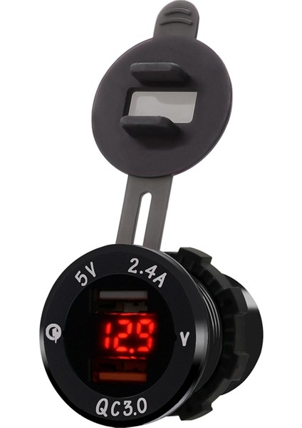 Alüminyum Alaşımlı Hızlı Şarj Qc 3.0 Voltmetre Şarj Cihazı İle Çift Usb Siyah Kabuk Kırmızı Işık Araba Motosiklet Plaj Arabası Rv Suv (Yurt Dışından) fiyatları