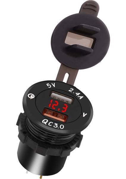 Alüminyum Alaşımlı Hızlı Şarj Qc 3.0 Voltmetre Şarj Cihazı İle Çift Usb Siyah Kabuk Kırmızı Işık Araba Motosiklet Plaj Arabası Rv Suv (Yurt Dışından) fırsatları