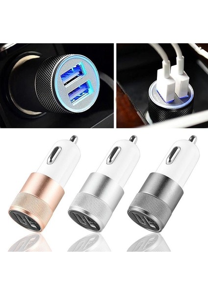 Akıllı Cep Telefonu Için Çift Usb Araç Şarj Alüminyum Alaşım Adaptörü (Yurt Dışından) fiyatları