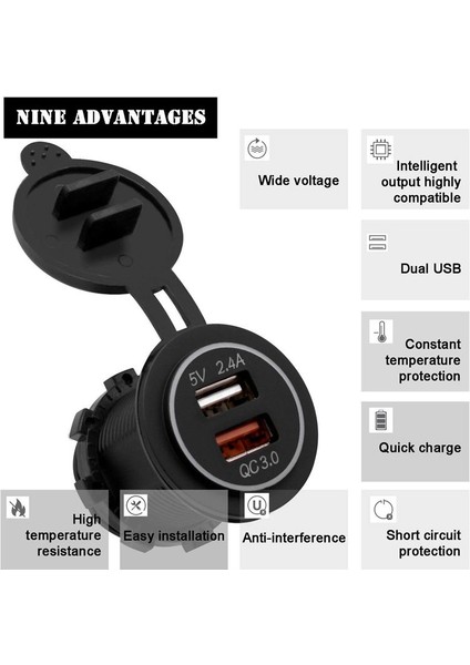 Hızlı Şarj 3.0 Usb Şarj Soketi (Mavi) (Yurt Dışından) modelleri