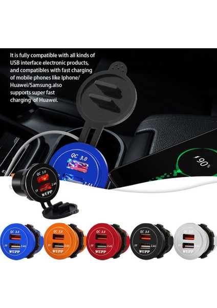 Hızlı Şarj Çift Usb Şarj Soketi, Suya Dayanıklı Alüminyum Güç Çıkışı (Yurt Dışından) fiyatları