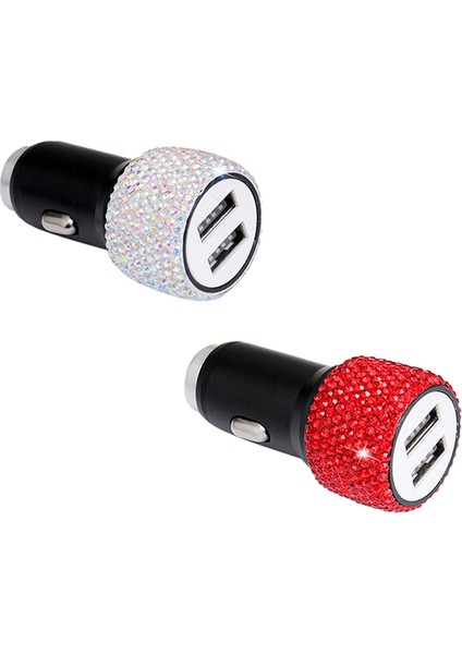 Usb Araç Şarj Cihazı El Yapımı Rhinestones Kristal Araba Süslemeleri Hızlı Şarj(Kırmızı) (Yurt Dışından) modelleri