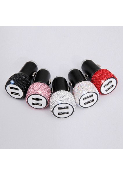 Usb Araç Şarj Cihazı El Yapımı Rhinestones Kristal Araba Süslemeleri Hızlı Şarj(Kırmızı) (Yurt Dışından) fırsatları
