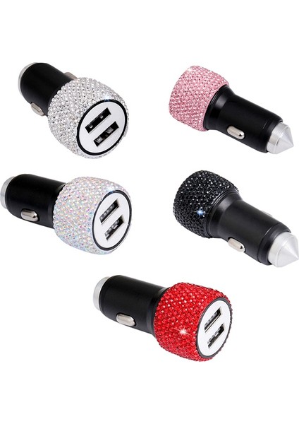 Usb Araç Şarj Cihazı El Yapımı Rhinestones Kristal Araba Süslemeleri Hızlı Şarj(Kırmızı) (Yurt Dışından) indirimleri