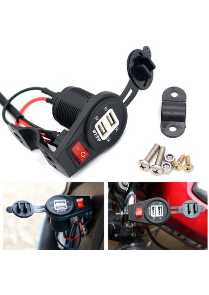 12V-24V Motosiklet Için Anahtarlı 3.1A Hızlı Şarj Şarj Cihazı İle Çift Usb Bağlantı Noktalı Güç Soketi (Yurt Dışından)