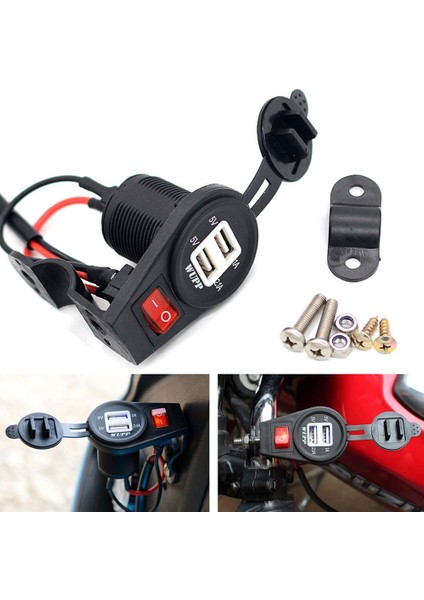 12V-24V Motosiklet Için Anahtarlı 3.1A Hızlı Şarj Şarj Cihazı İle Çift Usb Bağlantı Noktalı Güç Soketi (Yurt Dışından) indirimleri