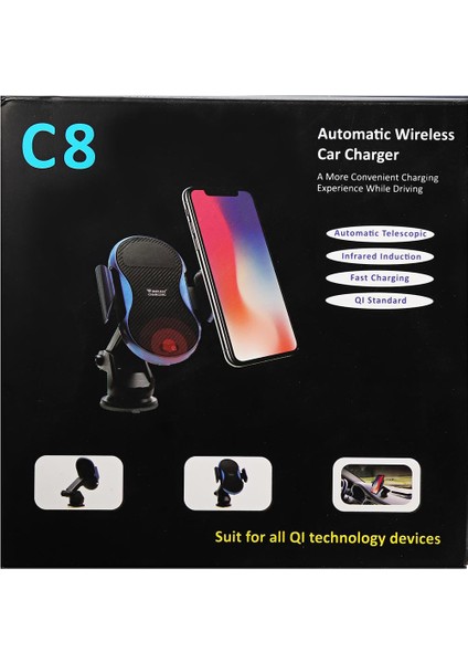 Iphone Için 10W Qi Kablosuz Otomatik Sıkma Hızlı Araç Şarj Montaj Tutucu Standı (Yurt Dışından) modelleri